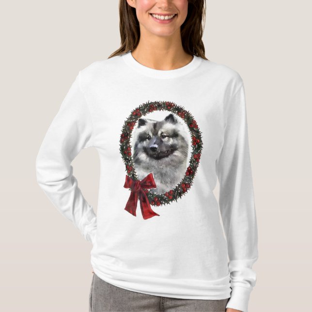 Keeshond Christmas Geschenke T-Shirt (Vorderseite)