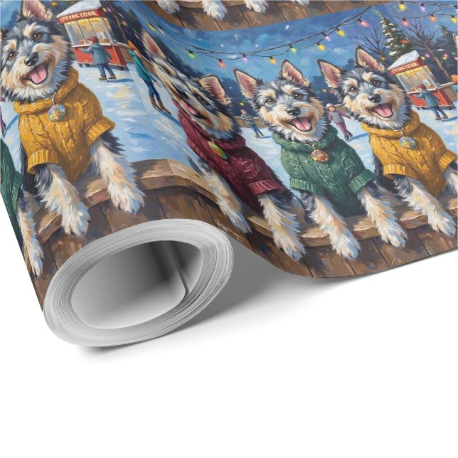 Keeshond Christmas Ice Skating Rink Holiday Geschenkpapier (Rolleneckpunkt)