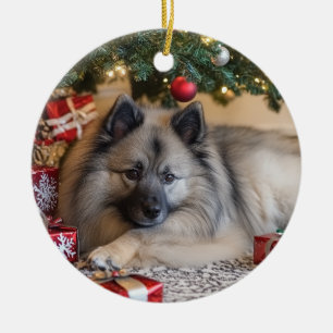 Keeshond Christmas Keramik Ornament