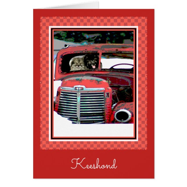 Keeshond Christmas Old Truck Malerei Hund Art (Vorne)