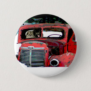 Keeshond Christmas Old Truck Malerei Hund Art Button