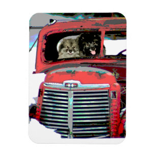 Keeshond Christmas Old Truck Malerei Hund Art Magnet