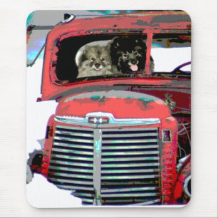 Keeshond Christmas Old Truck Malerei Hund Art Mousepad