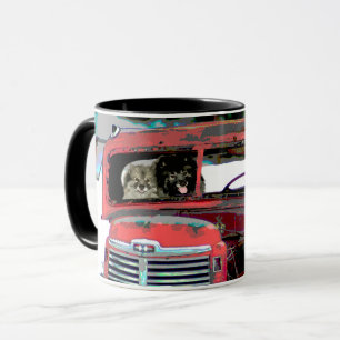 Keeshond Christmas Old Truck Malerei Hund Art Tasse