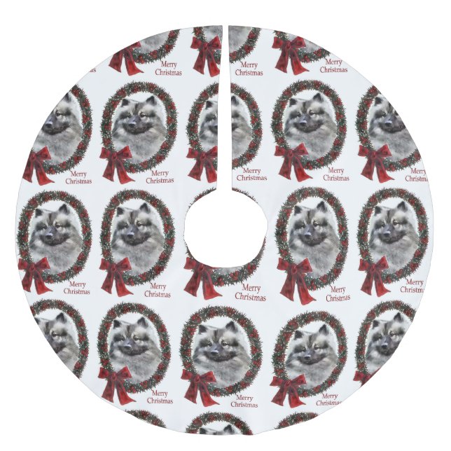 Keeshond Christmas Polyester Weihnachtsbaumdecke (Vorderseite)