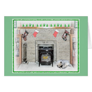 Keeshond Christmas Puppy Dog von Fireplace Paintin