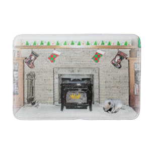 Keeshond Christmas Puppy Dog von Fireplace Paintin Badematte