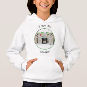 Keeshond Christmas Puppy Dog von Fireplace Paintin Hoodie