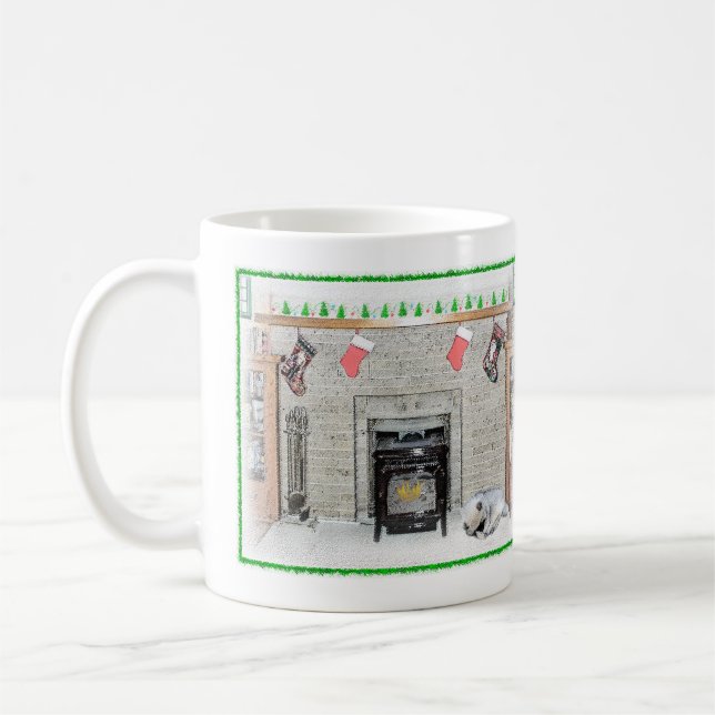 Keeshond Christmas Puppy Dog von Fireplace Paintin Kaffeetasse (Links)