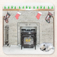 Keeshond Christmas Puppy Dog von Fireplace Paintin