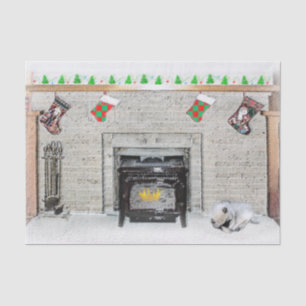 Keeshond Christmas Puppy Dog von Fireplace Paintin Seidenpapier