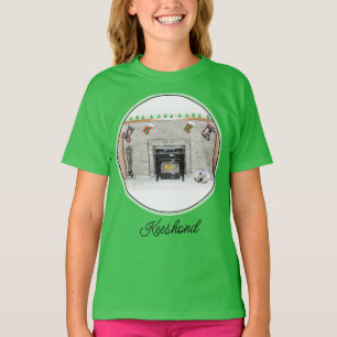 Keeshond Christmas Puppy Dog von Fireplace Paintin T-Shirt
