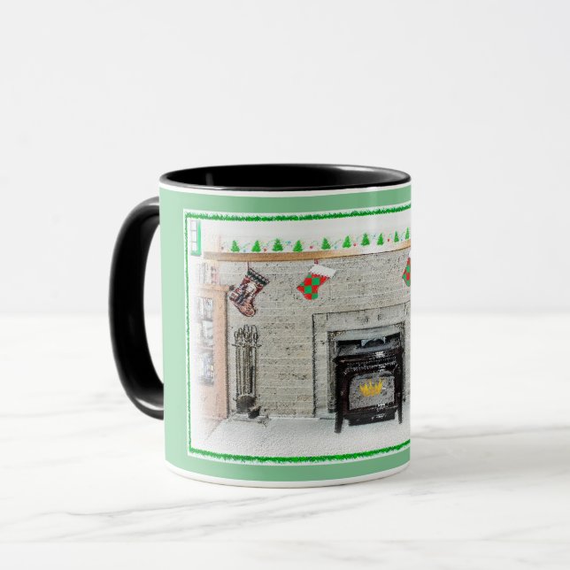 Keeshond Christmas Puppy Dog von Fireplace Paintin Tasse (Vorderseite Links)