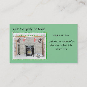 Keeshond Christmas Puppy Dog von Fireplace Paintin Visitenkarte