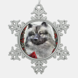 Keeshond Christmas Schneeflocken Zinn-Ornament