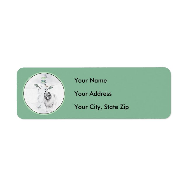 Keeshond Christmas Snowman Painting Dog Art (Vorne)