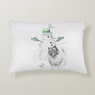 Keeshond Christmas Snowman Painting Dog Art Dekokissen
