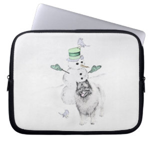 Keeshond Christmas Snowman Painting Dog Art Laptopschutzhülle