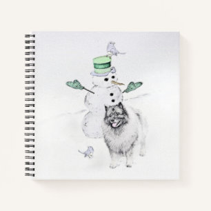 Keeshond Christmas Snowman Painting Dog Art Notizbuch