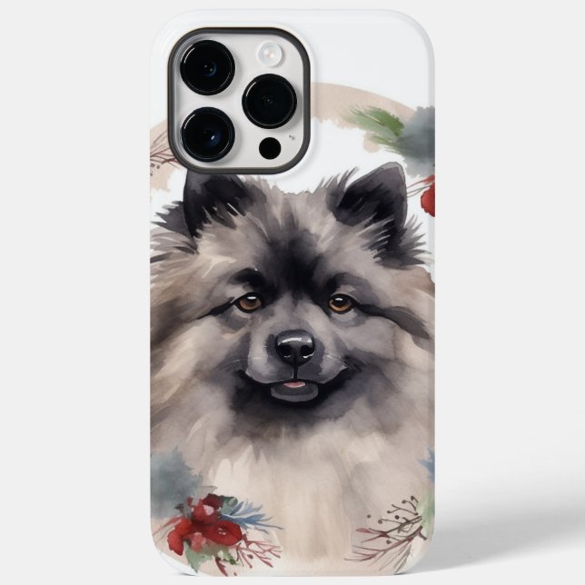 Keeshond Christmas Wreath Festivals Case-Mate iPhone Hülle (Rückseite)