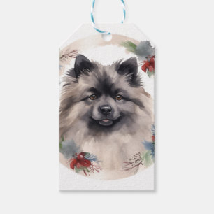 Keeshond Christmas Wreath Festivals Geschenkanhänger