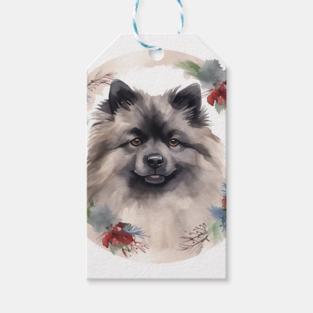 Keeshond Christmas Wreath Festivals Geschenkanhänger (Vorderseite)