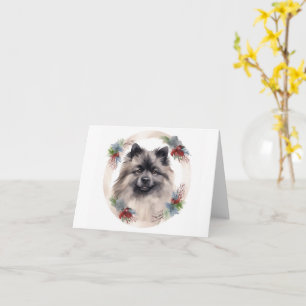 Keeshond Christmas Wreath Festivals Karte