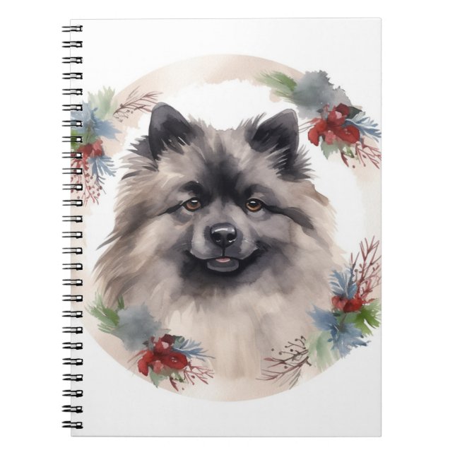 Keeshond Christmas Wreath Festivals Notizblock (Vorderseite)