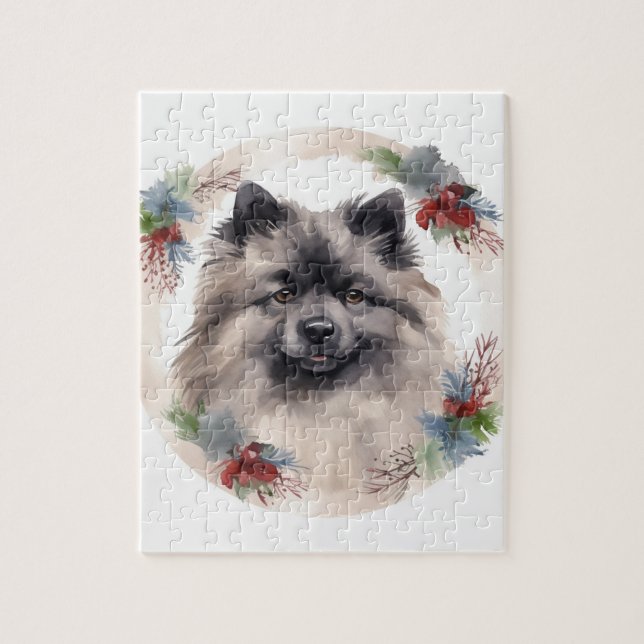 Keeshond Christmas Wreath Festivals Puzzle (Vertikal)