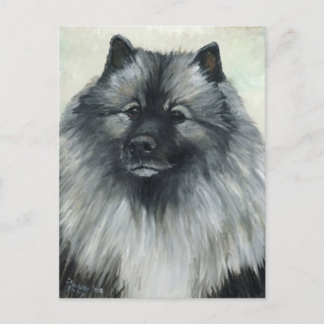 "Keeshond" Dog Art Postcard Postkarte (Vorderseite)