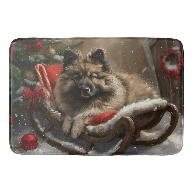 keeshond Dog Christmas Festive Badematte (Vorderseite)