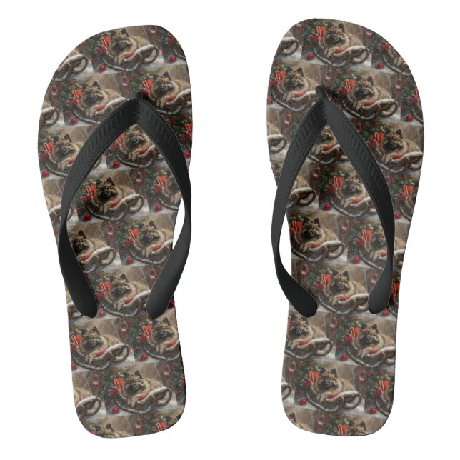 keeshond Dog Christmas Festive Flip Flops (Fußbett)