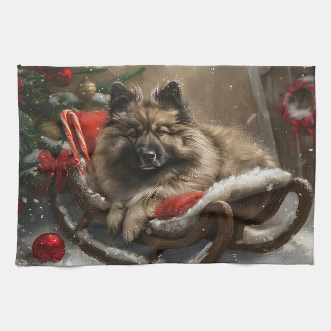 keeshond Dog Christmas Festive Geschirrtuch (Horizontal)