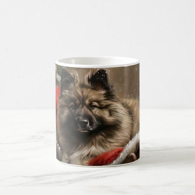 keeshond Dog Christmas Festive Kaffeetasse (Mittel)