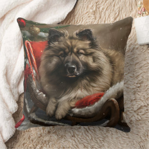 keeshond Dog Christmas Festive Kissen