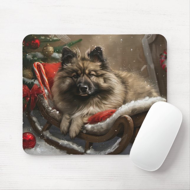 keeshond Dog Christmas Festive Mousepad (Mit Mouse)