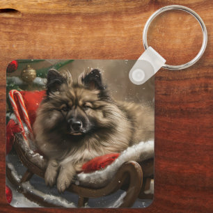 keeshond Dog Christmas Festive Schlüsselanhänger