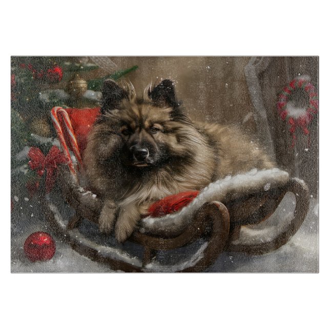 keeshond Dog Christmas Festive Schneidebrett (Vorderseite)