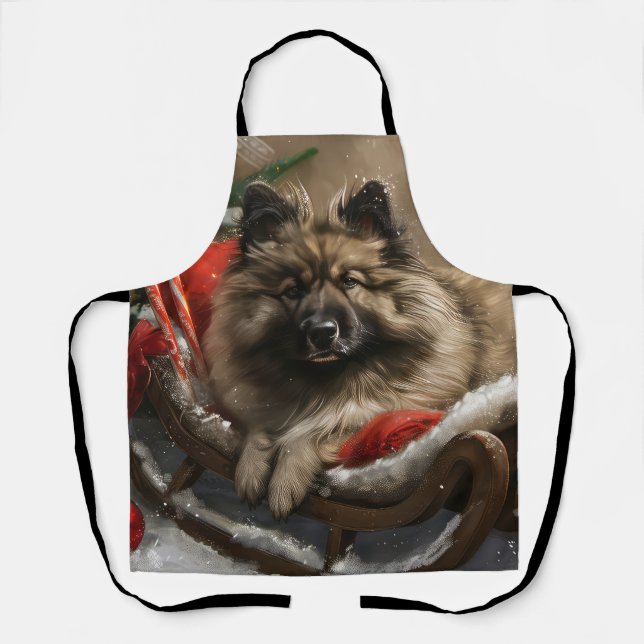keeshond Dog Christmas Festive Schürze (Vorderseite)