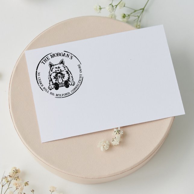 Keeshond Dog Family Return Address  Gummistempel (Von Creator hochgeladen)