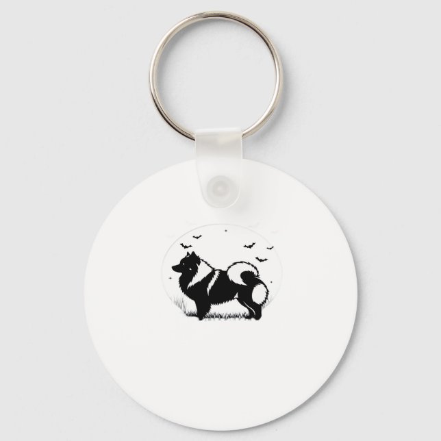 Keeshond Dog � Halloween Moon Silhouette Classic T Schlüsselanhänger (Vorderseite)