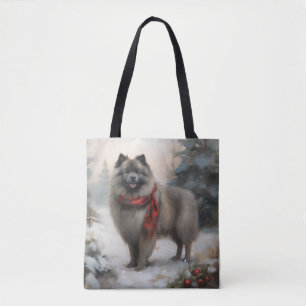 Keeshond Dog in Schneehocht