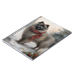 Keeshond Dog in Schneehocht Notizblock