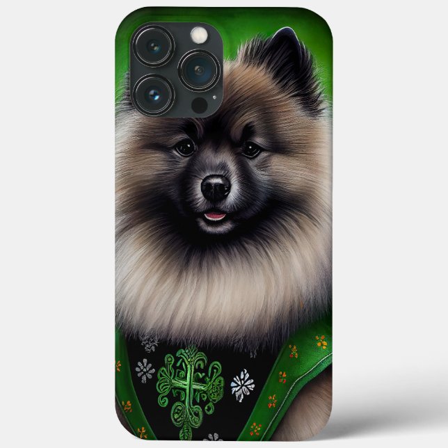 Keeshond Dog in St. Patrick's Day Dress Case-Mate iPhone Hülle (Rückseite)