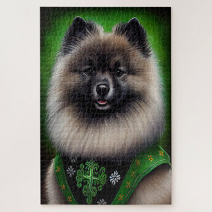 Keeshond Dog in St. Patrick's Day Dress Puzzle