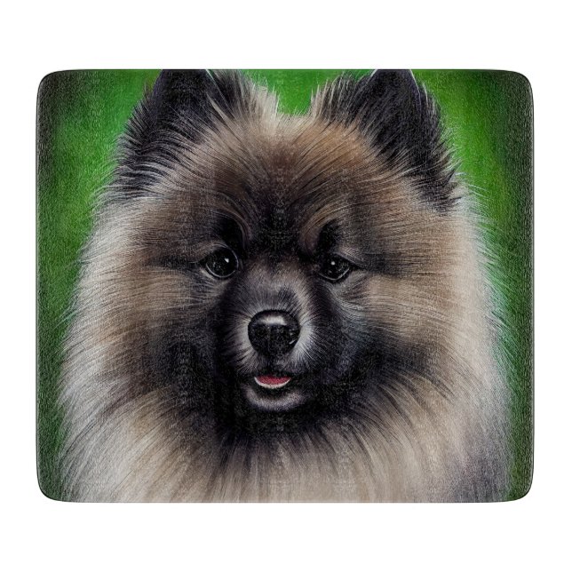 Keeshond Dog in St. Patrick's Day Dress Schneidebrett (Vorderseite)