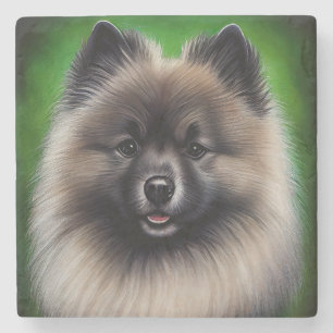 Keeshond Dog in St. Patrick's Day Dress Steinuntersetzer