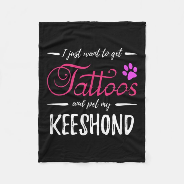 Keeshond Dog Lover Tattoo Funny Dog Mama Geschenk  Fleecedecke (Vorderseite)
