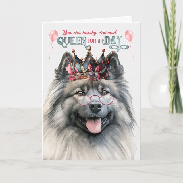 Keeshond Dog Queen Day Funny Birthday Karte (Vorderseite)