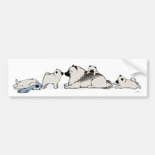 Keeshond Familie mit blauem Socken Autoaufkleber